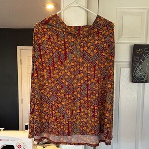 LuLaRoe Red and Yellow Floral Midi Skirt